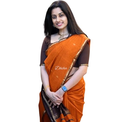 Image of Original Maheswari Cotton Silk Saree for Women | Kanjivaram Pure Silk Cotton Sari with Blouse | Zari Work | Tassels | Handloom Weave
