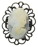 Real Shell Carved Cameo Brooch