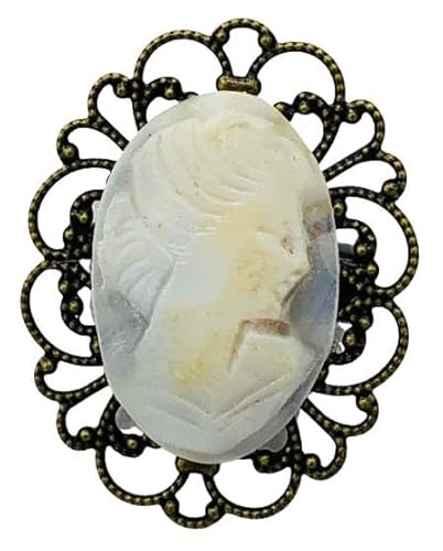 Real Shell Carved Cameo Brooch