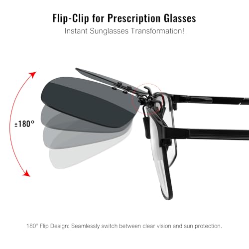 Image of MERRY'S Polarized Clip on Sunglasses Flip Up Metal Clip Attachments for Prescription Glasses