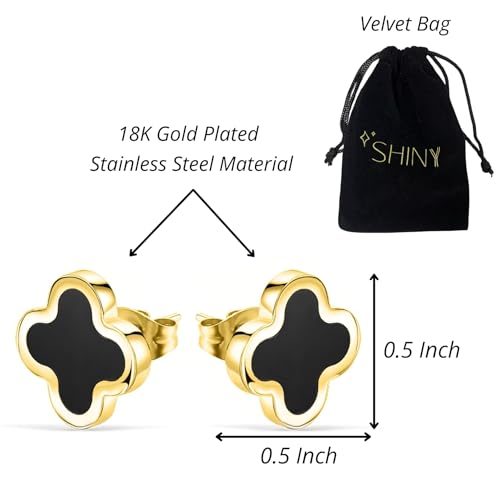 Four Leaf Clover Earrings for Women 18K Rose Gold Plated Stainless Steel Lucky 4 Leaf Ear Studs Jewelry Gift for Mother and Daughter2