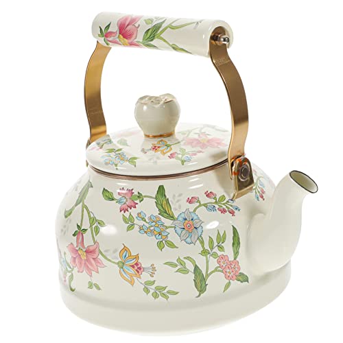 Bouilloire émaillée rétro OUNONA blanche 2,5L pour thé et café - 2