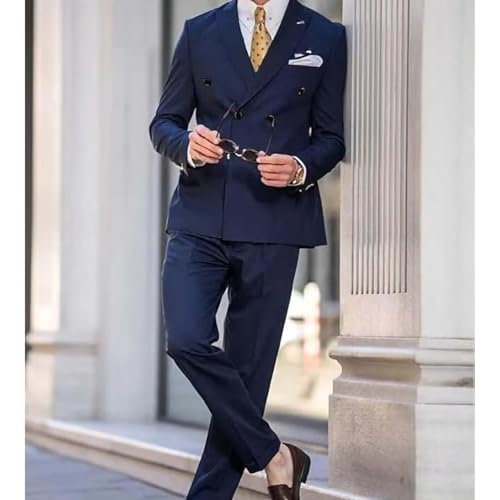 Men's Double Breasted Suit 2 Piece Slim Fit Men Formal Suit for Wedding Prom Dinner Party Blazer Pants Sets2