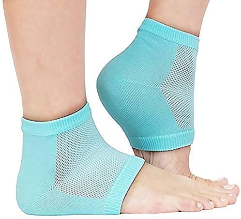 Image of Spa Gel Half Heel Socks Anti Crack Silicon Gel Heel And Foot Protector Moisturizing Socks For Foot Care, Cracks Free Size For Men And Women (Spa Gel Half Socks, 1 Pair), Blue