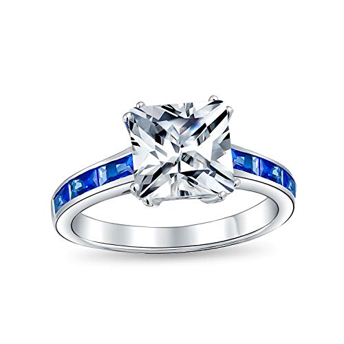 Bague de fiançailles solitaire princesse en argent et oxydes de zirconium scintillants