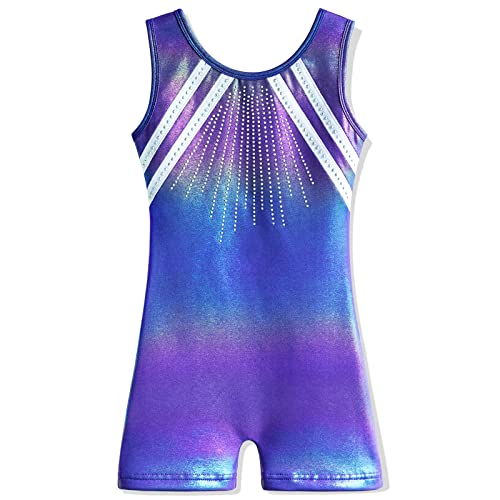 ZNYUNE Niña Maillot Gimnasia Clásico Multicolor Leotardo sin Manga 280 Purple NO.130 Cover