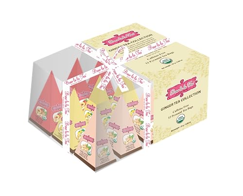 Brew La La Ginger Tea Collection-12 Pyramid Tea Bag Sampler-USDA Certified Organic