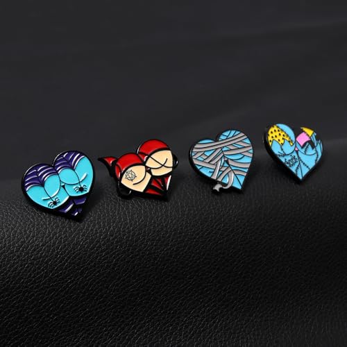 Image of 5Pcs Halloween Ghost Enamel Brooch - Pumpkin Reaper /Death's Scythe Devil Boo Lapel Pin - Cute Flower Smile Heart leaves Pattern Badges Gifts for Women Men