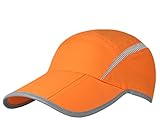 Connectyle Foldable Mesh Sun Cap Outdoor Sports Hat Breathable Sun Runner Cap with Reflective Trim Orange