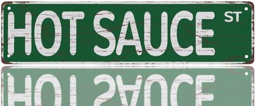 TTSFEI Street Sign Hot Sauce Street Vintage Tin Signs Aluminum Metal Sign For Bedroom Kitchen Garden Wall Bab Club Coffee Hanging Sign Home Decor 4 X 16 Inch