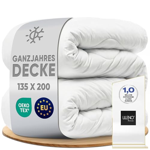 LILENO HOME Premium Bettdecke 135x200 Ganzjahresdecke (1er Set) | 95°C waschbar, Sanitized & Oeko-Tex Decke 135x200 | Allergikerfreundlich, Geräuscharm & Wolkenweich | Mikrofaser Blanket Made in EU