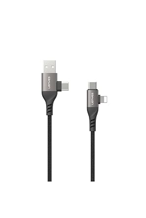 Lenyes LC501 4in1 USB-A+USB-C to USB-C+Lightning  arj ve Data Kablosu, 60W, 1M, Gri