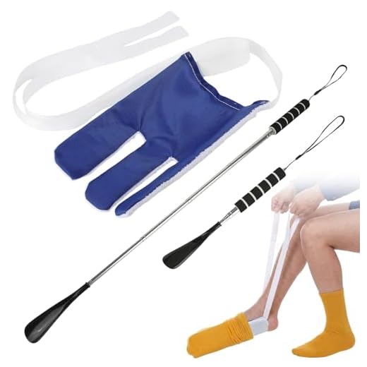 Sock Dressing Aid and 29 ~ 70 cm Telescopic Shoe Horn Set, Suitable for Elderly, Pregnant Women and People with Limited Mobility After Hip Surgery