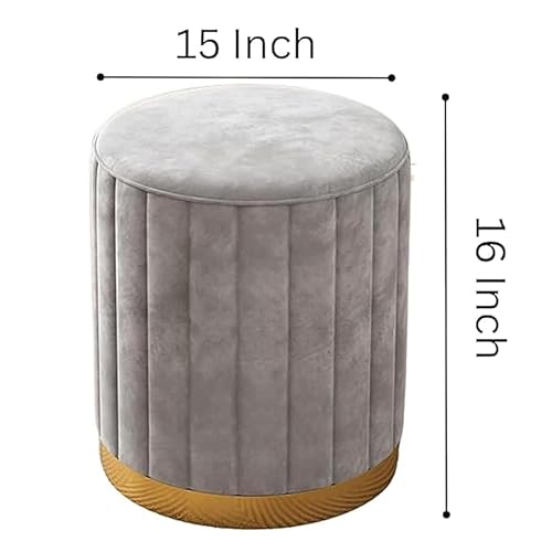 Image of Mudda Pouf Round Sitting Foot Stool for Office Room Decor, Upholstered Pouffe Puffy for Foot Rest, Ottoman Stool for Living Room Sitting Pouffes - (Grey Set of 2)