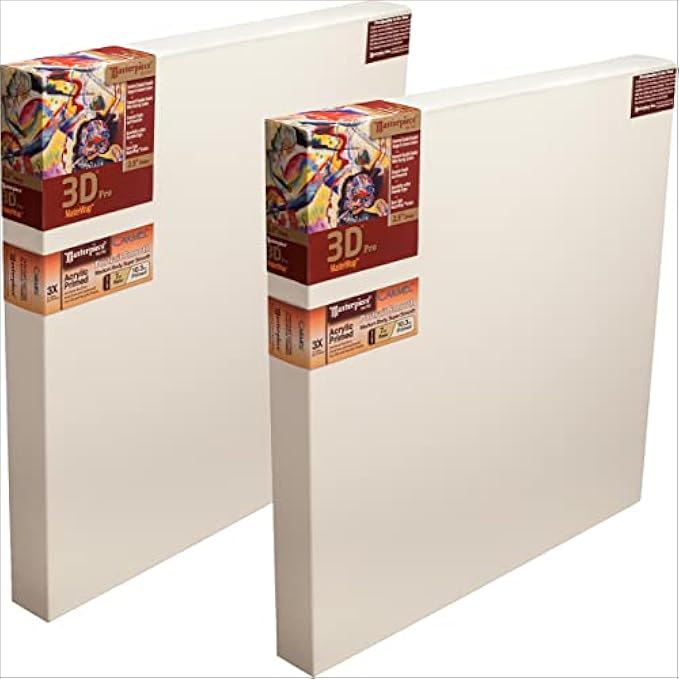 MASTERPIECE Z2DC-2430 3D Pro 2.5" Deep Carmel Portrait Smooth 10.3 oz Cotton Stretched Canvas 24" x 30" White 2 Pack