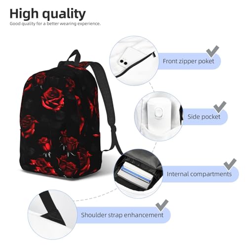 Mochila de senderismo transpirable con estampado de rosas oscuras 5