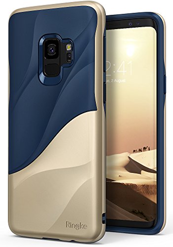 Ringke Wave Compatible with Galaxy S9 Case Dual Layer Heavy Duty 3D Textured Shock Absorbent PC TPU Full Body Drop Resistant Protection Cover for Galaxy S 9 (2018) - Marina Gold