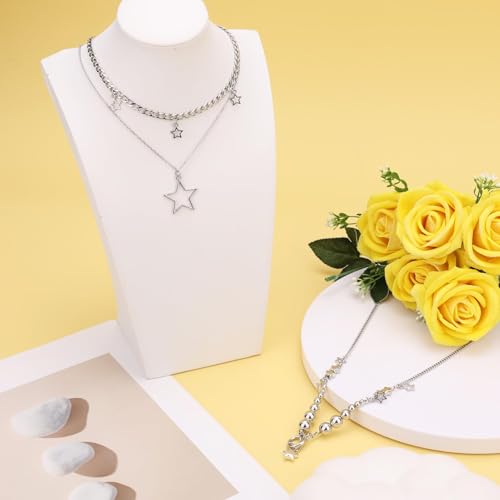 Silver Star Chain Choker Y2K Stackable Chunky Star Pendant Grunge Necklace for Punk Women Fashion Jewelry Accessories3