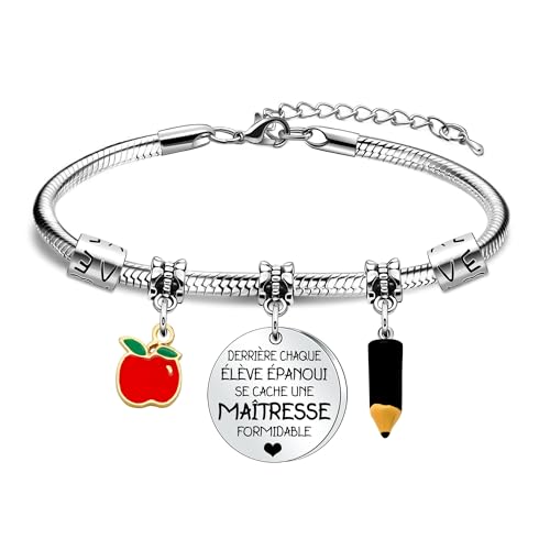 HEYEJET Semaine d'appréciation des maîtresse Cadeaux pour les femmes Enseignants Bracelets en Argent Bijoux Cadeaux d'Anniversaire Cadeaux d'adieu Cadeaux de Départ à la Retraite des étudiants