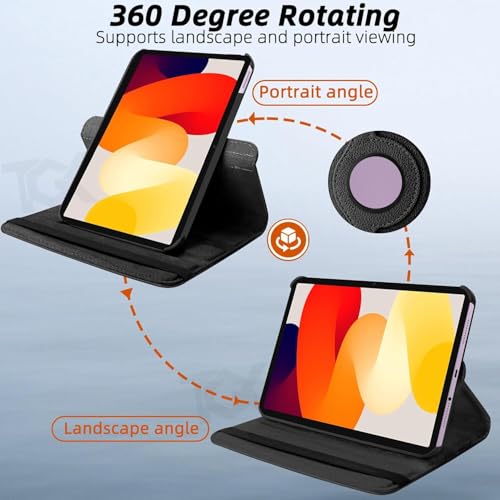 Image of Flip Cover for Xiaomi Redmi Pad SE 11 inch 360 Degree Rotating Cover (Black)