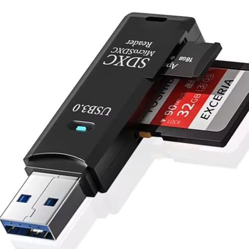 Lector de Tarjetas SD/Micro SD 3.0 - Adaptador USB Pendrive Card Reader Compatible con SD/SDXC/SDHC/TF/UHS-I, PC, Teléfonos,Tablets. para iPhone 15/16 Pro MAX, MacBook Air/Pro, Galaxy S25, etc