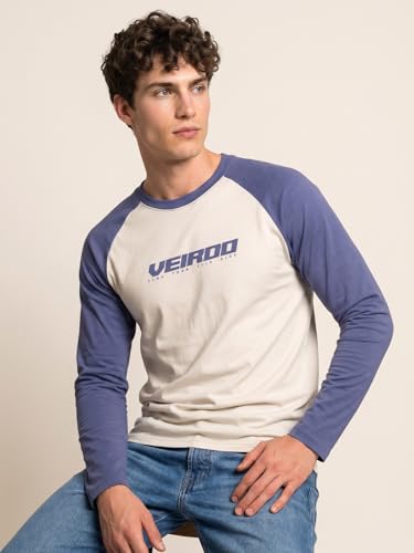 Image of Veirdo Pure Cotton Regular Fit Round Neck Front Chest Typographic Logo Printed Raglan Full Sleeve T-Shirt for Men (Colors: Green, Brown & Maroon)
