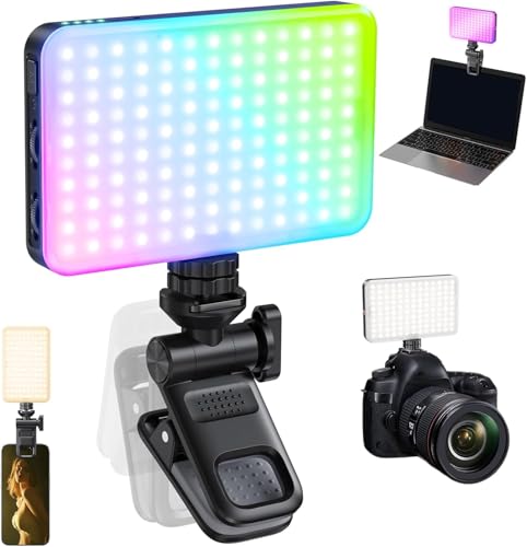 スマホライト クリップ式 自撮りライト 撮影照明用ライト ライトモード LEDビデオライト 撮影用 RGBビデオライト・3色モード＆10色RGBモード 無段階調光 2500K-9000K色温 360° 3000mAhバッテリーが内蔵されており 撮影照明 Type-C充電式 1/4ネジ取付式 持ち運び便利 WF-AP1（Amazon）