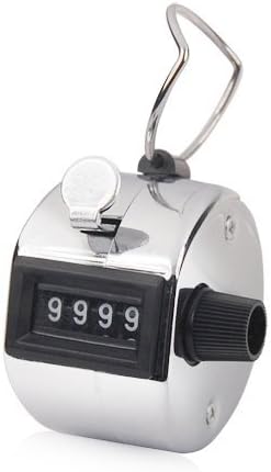 Xhan Tally Counter Hand Held Clicker 4 Digit Chrome Palm Golf People Counting Club