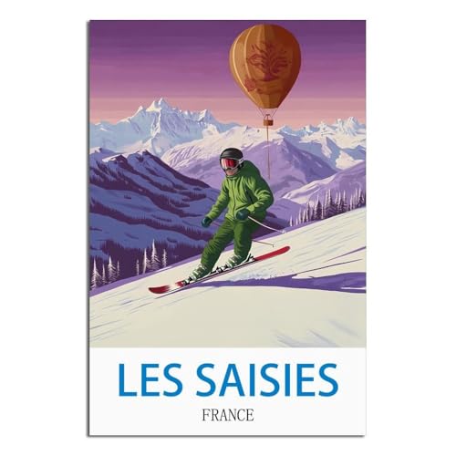 Affiche de voyage Les Saisies France vintage LNBIAND poster retro 50x75