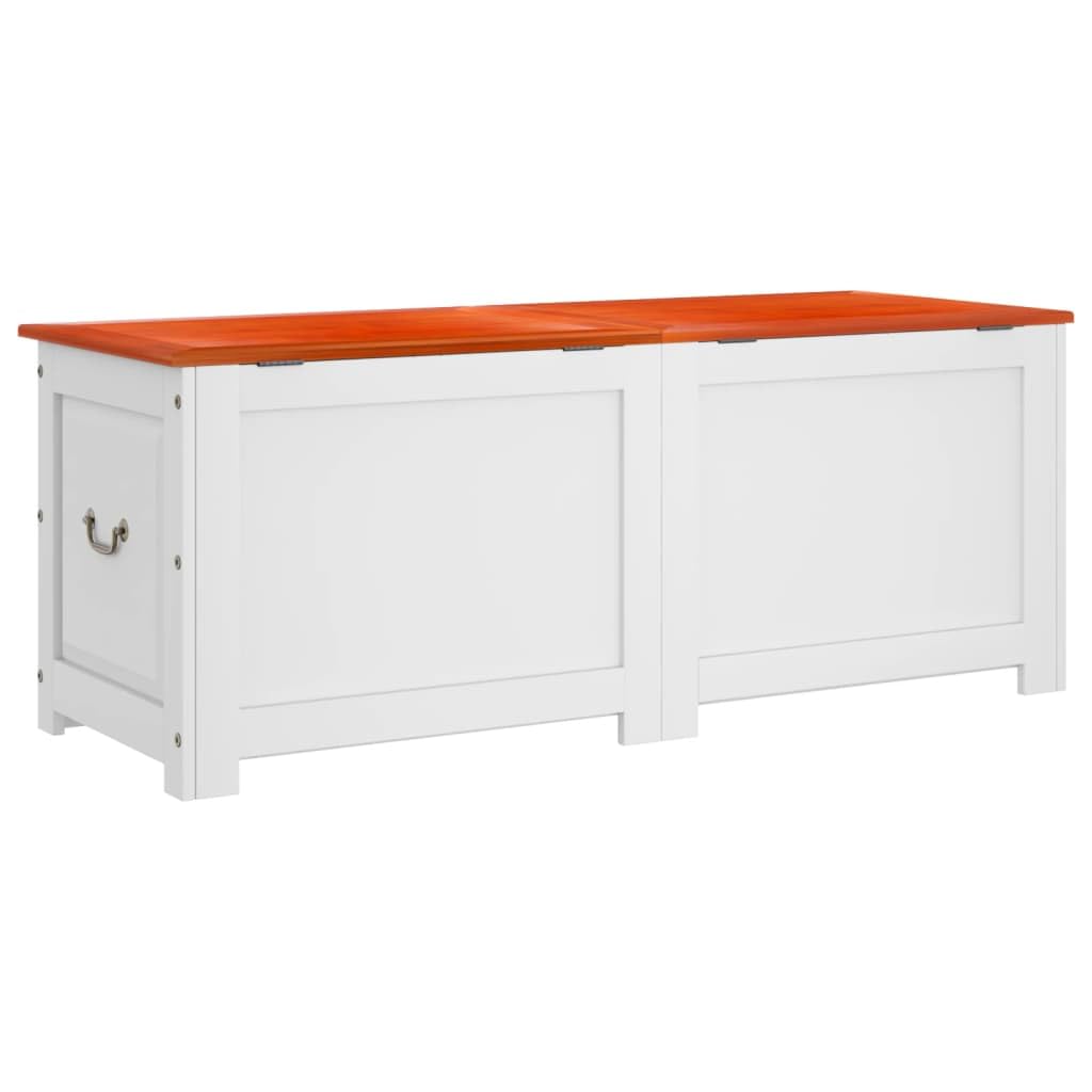 Baúl de madera maciza de acacia con tapa, baúl de almacenamiento con muelle de gas, baúl de madera marrón y blanco, versátil como mesa de café o caja de almacenamiento