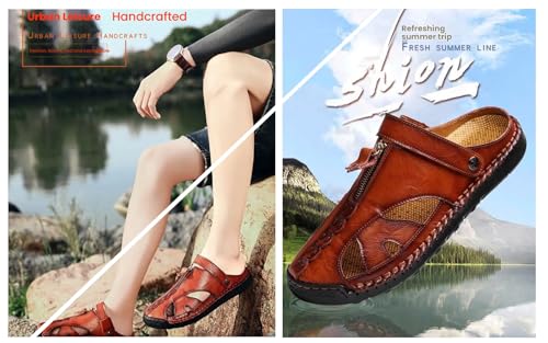 Men's Genuine Leather Dress Sandals-Comfortable Anti-Slip Rubber Sole,Breathable Handmade Formal Sandals for Outdoor2