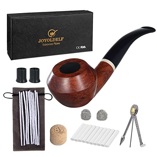 Joyoldelf Tobacco Smoking Pipes with Taper Shape Design, Rosewood Handmade Tobacco Pipe with Scraper, Filter, Metal Ball and Other Pipe Accessories