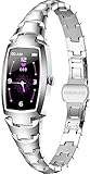 Fitnessuhr Damen Elegant Silber Voll Touchscreen Blutdruckmessung Schlafmonitor Pulsuhren Schrittzähler Kalorienzähler Sportuhr Fitness Tracker