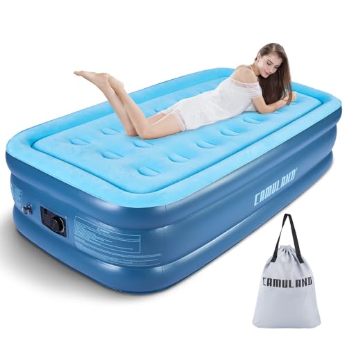 La Mejor Selección de Camas hinchables , tabla con los diez mejores. 45 CAMULAND (188x99x46CM Twin-Size Colchón de Aire Individual con Bomba Incorporada, Altura de 46cm Auto inflado y Desinflado, Colchón Hinchable para el hogar, Camping, Invitados,...