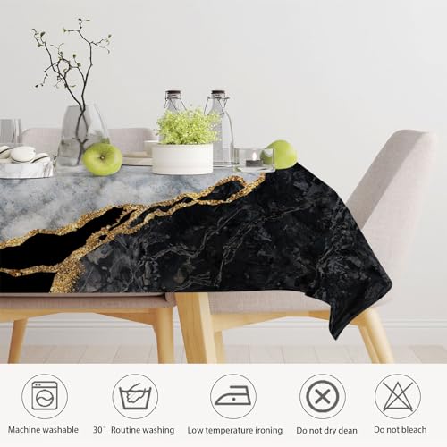 Nappe essuyable anti tache marbre rectangle 140x140 pour table salon - 7