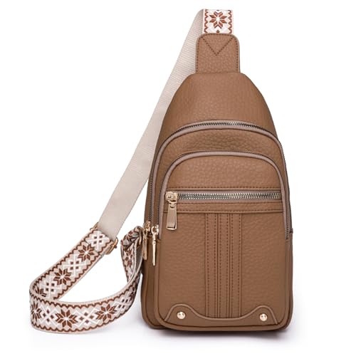 Myhozee Brusttasche Damen Sling Bag, Vegan Leder...
