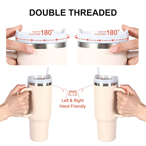 Jozelnk 40Oz Tumbler With Handle, Insulated Big Mug Wtih Straw And Lid, Stainless Steel Double Wall Vacuum Iced Coffee Cup (Rose Quartz) #TOP3