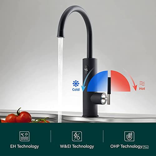 Robinet de cuisine en acier inoxydable noir mat durable de 3200W - 6