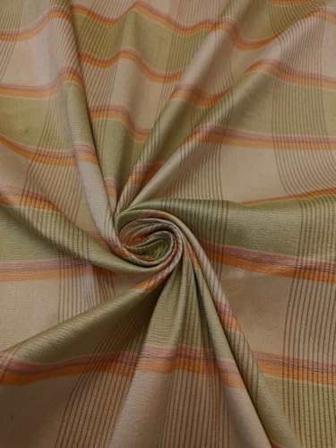 Tissu Dupion carreaux rose menthe orange pour création poétique