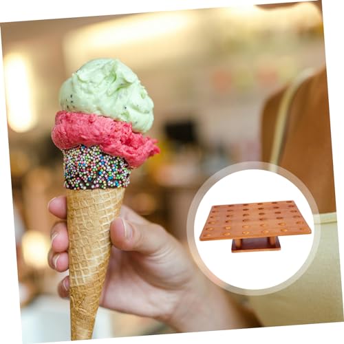 Présentoir à cornets de glace en bois avec base perforée pour présentation de sushis - 5
