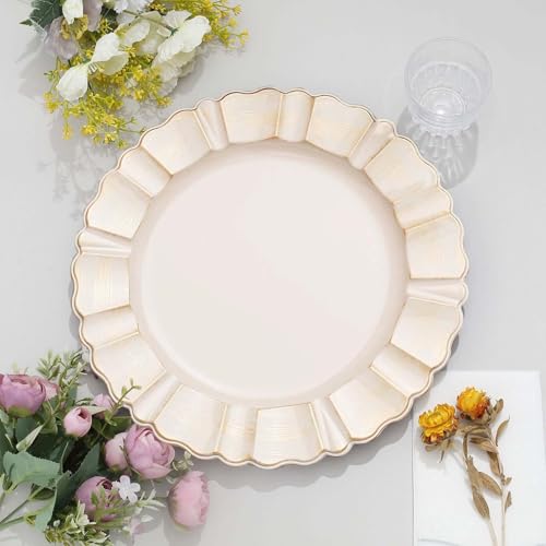 Platos desechables acrílicos beige 13" pack x6 miniatura 4