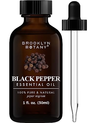 Brooklyn Botany Black Pepper Essential Oil - 100% Pure and Natural - Premium Grade Oil with Dropper - for Aromatherapy and Diffuser - 1 Fl Oz