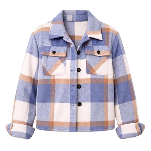 Elneeya Plaid Jacket Women Cropped Cute Button Down Collared Fall Coat - image 4