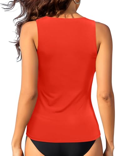 Image of Daci Tankini Tops for Women High Neck Swim Top Tummy Control Bathing Suit Top Modest Swim Tank Top No Bottom