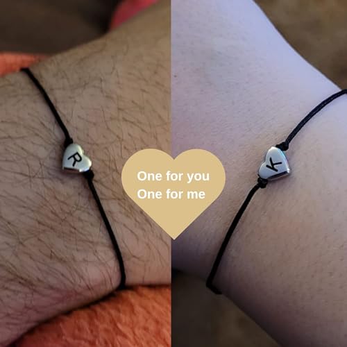 Image of SANNYRA Pinky Promise Bracelets for Couples, Matching Initial Relationship Bracelets, 26 Letter Friendship Bracelets for Him and Her