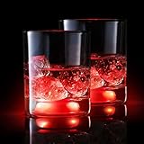 Tocco Premium Longdrinkgläser Kristall Set - Innovativ Leuchtend durch Berührung Cocktailgläser Set - Lichteffekt Wassergläser Set - Beleuchtetes Trinkglas beste Geschenk (Red, 2)