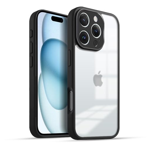 Image of KARWANBack Cover |Shockproof Bumper Case | Full Camera Protection | Raised Edges | Super Soft Side TPU | Bumper Case for iPhone 16 Pro Max - Black