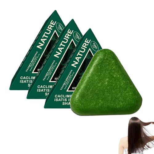 3 Pcs Nature Triangle Shampoo Bar, Nature Seven Green Soap, Usman Grass Shampoing, Nourrissant Pousse Cheveux, Calming & Strengthens Hair