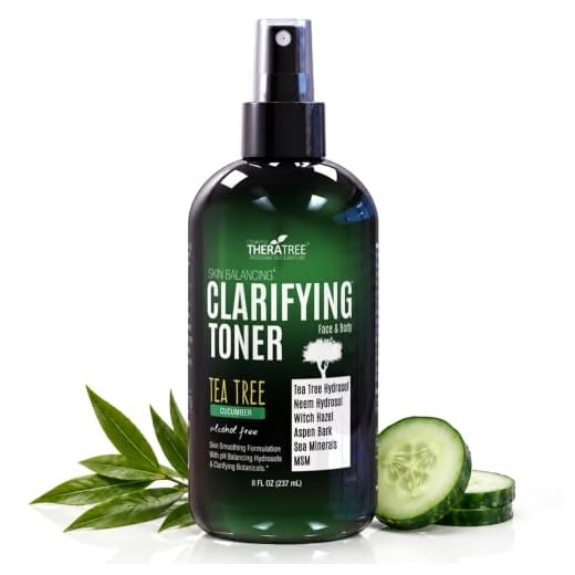 Clarifying Toner with MSM, Tea Tree & Neem Hydrosol, Complexion Control for Face & Body – Helps Reduce Appearance of Pore Size, Controls Oil to Tone, Balance & Hydrate Skin - 8 oz