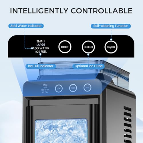 Image of COWSAR Ice Maker Countertop, Portable Ice Machine with External Water Tank, 8 Cubes in 6 Mins, 26 lbs /24Hrs, Self-Cleaning Quiet Compact Commercial Ice Makers for Home, RV, Camping, Black